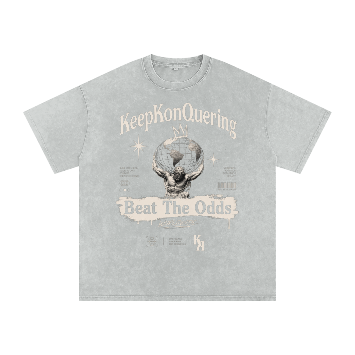 KeepKonQuering:BTO Washed Oversized Cotton Graphic Tee