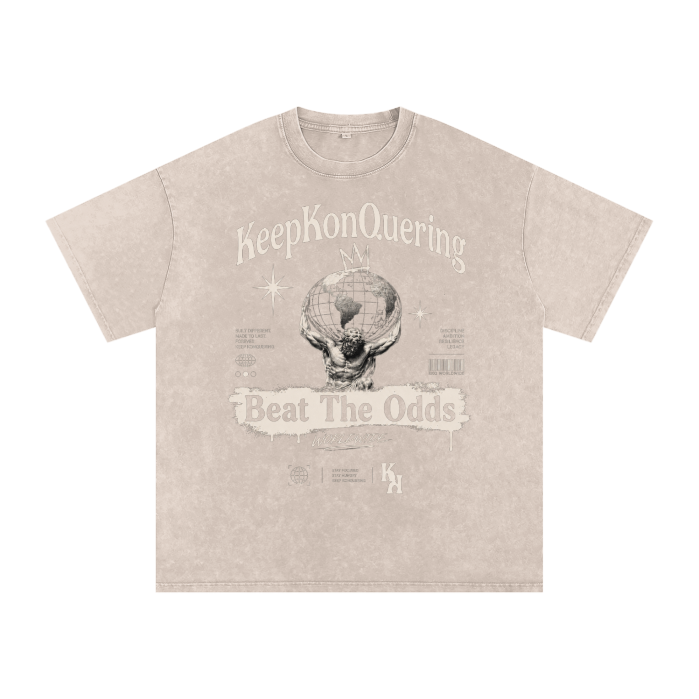 KeepKonQuering:BTO Washed Oversized Cotton Graphic Tee