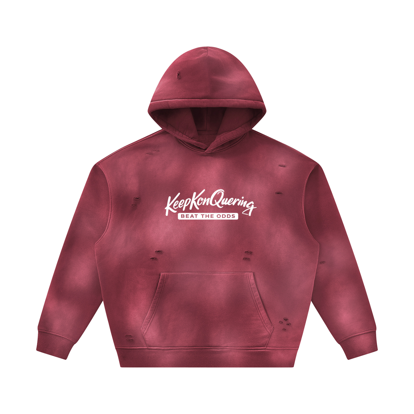 Unisex Sunfade KeepKonQuering Frayed Fleece Hoodie