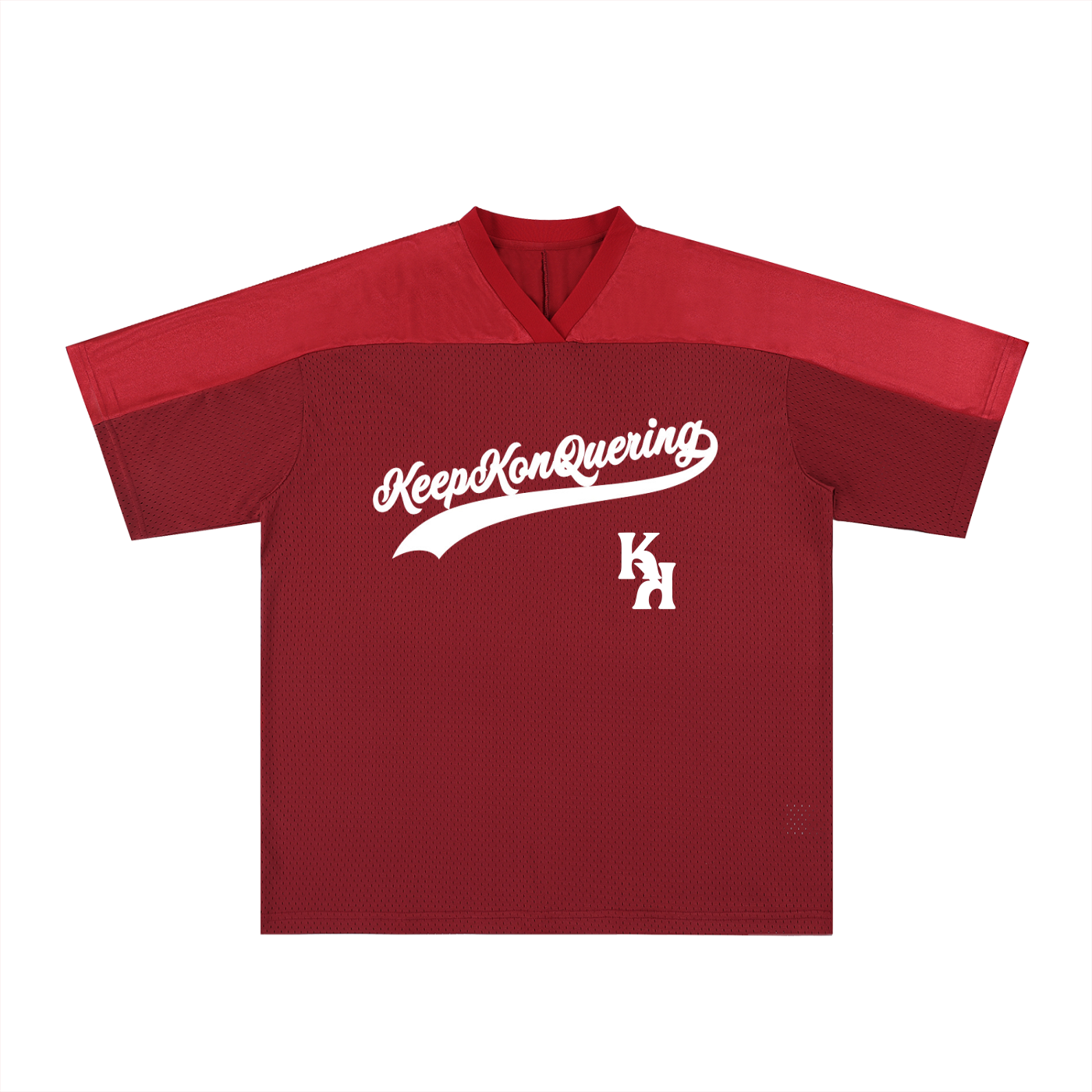 Oversized Mesh KeepKonQuering V-Neck Jersey