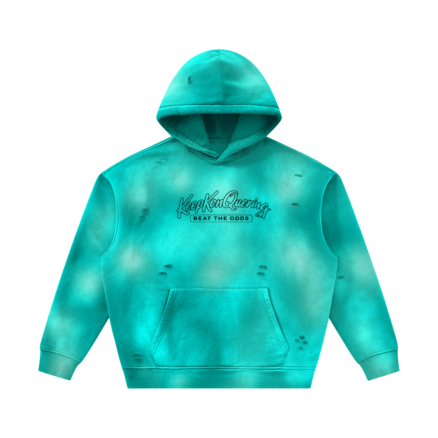 Unisex Sunfade KeepKonQuering Frayed Fleece Hoodie
