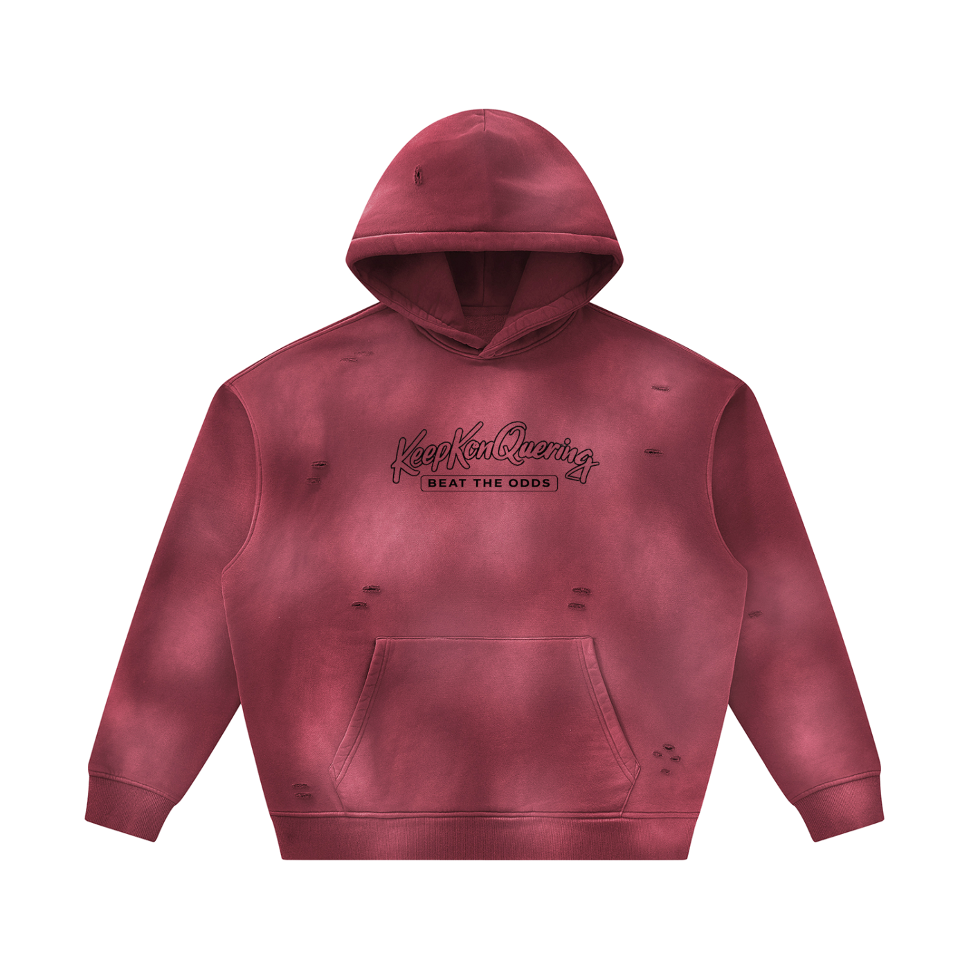 Unisex Sunfade KeepKonQuering Frayed Fleece Hoodie