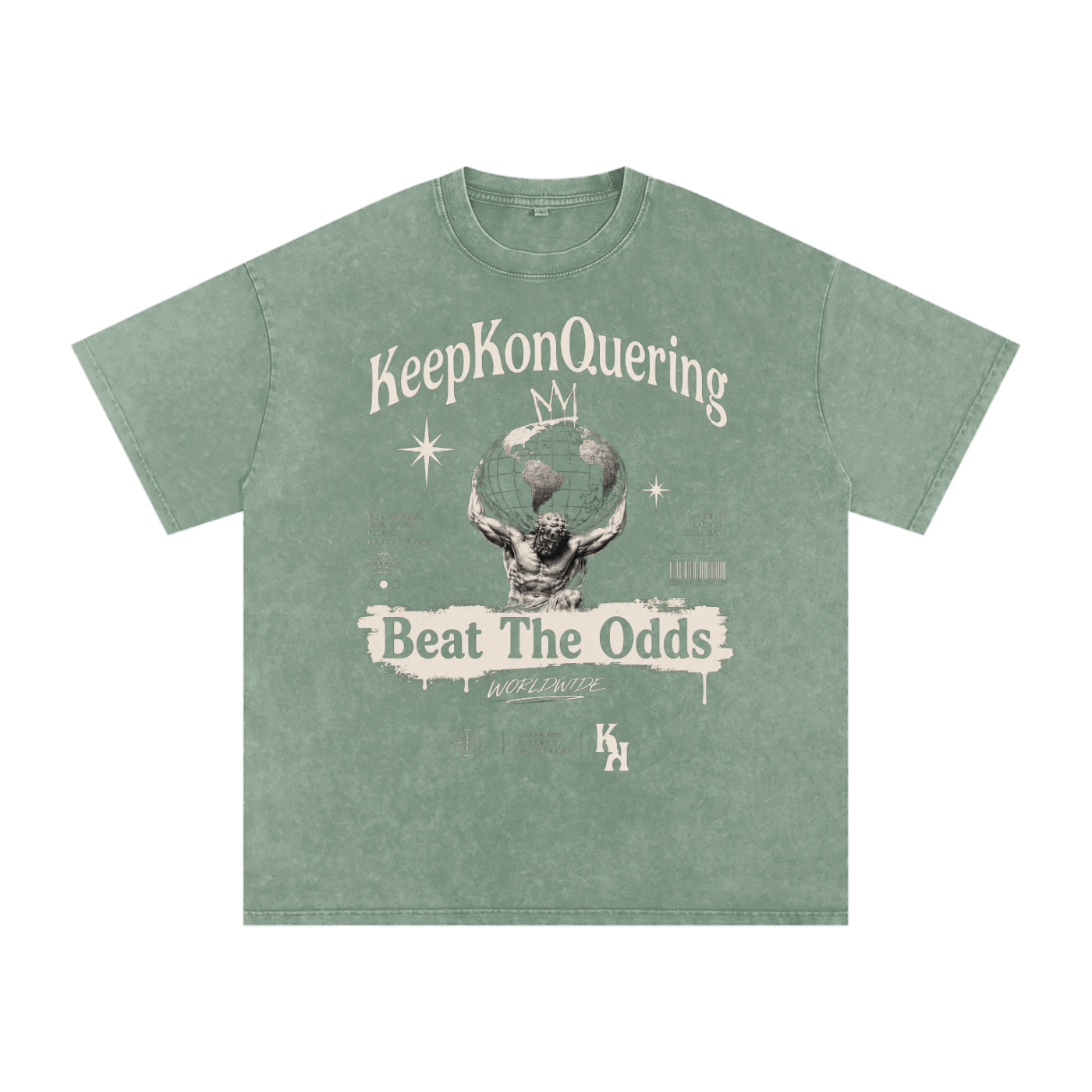 KeepKonQuering:BTO Washed Oversized Cotton Graphic Tee