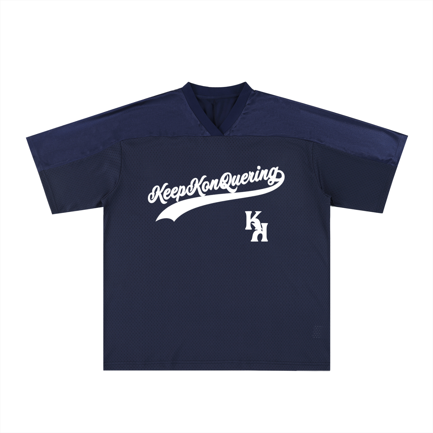 Oversized Mesh KeepKonQuering V-Neck Jersey