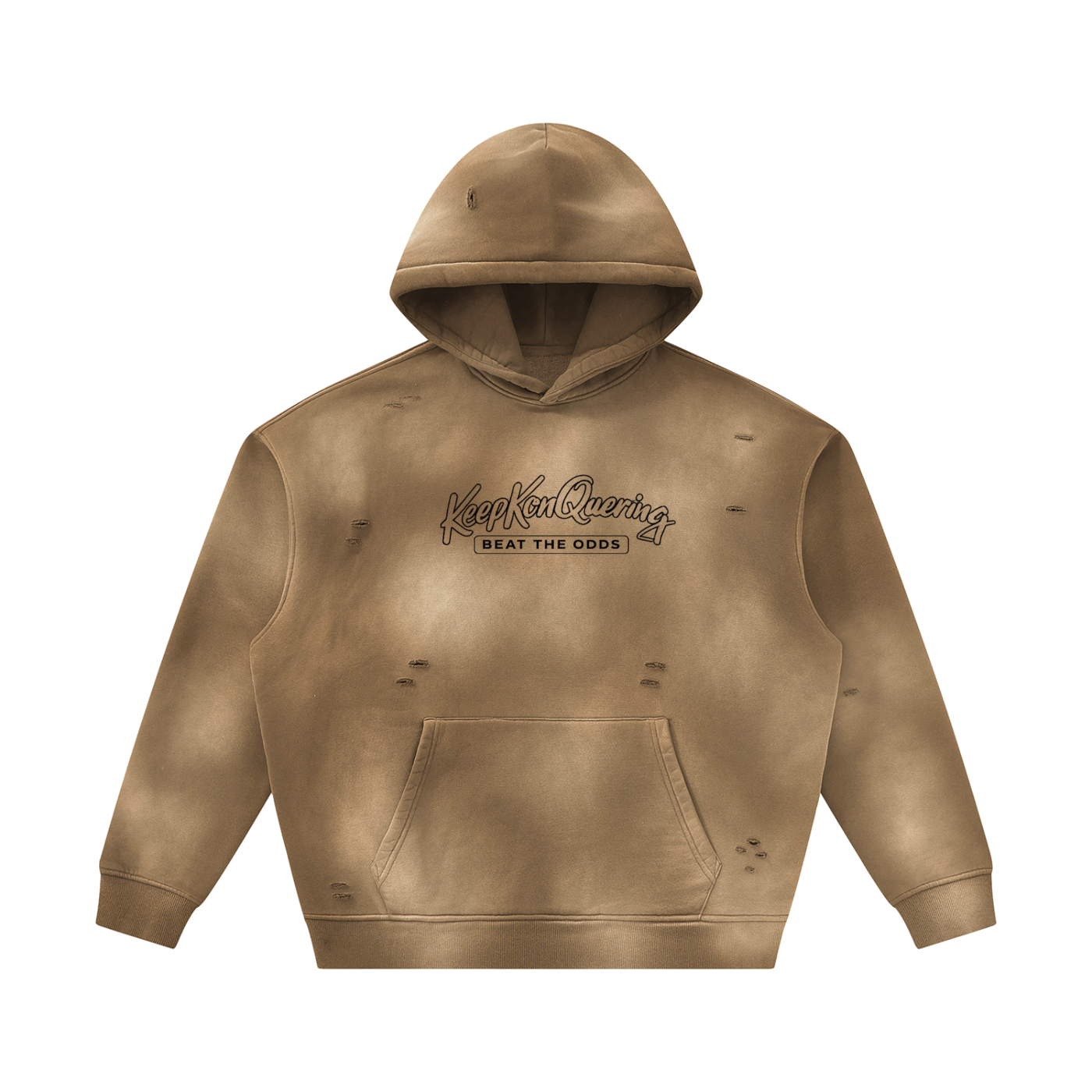 Unisex Sunfade KeepKonQuering Frayed Fleece Hoodie
