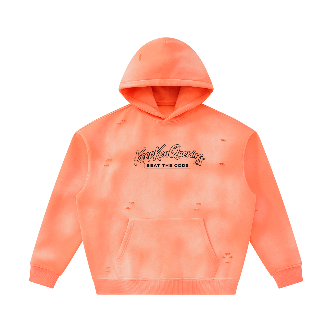 Unisex Sunfade KeepKonQuering Frayed Fleece Hoodie
