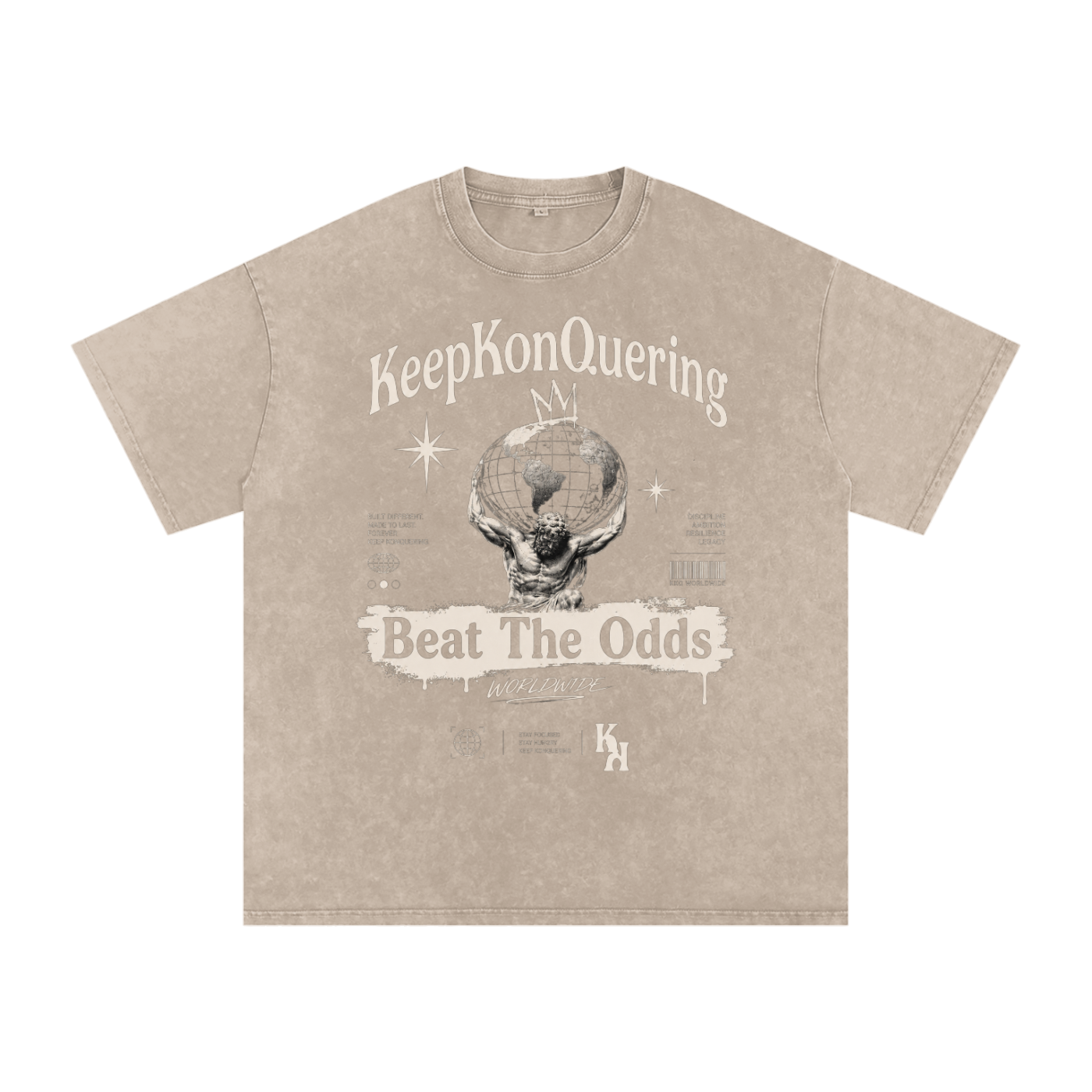 KeepKonQuering:BTO Washed Oversized Cotton Graphic Tee