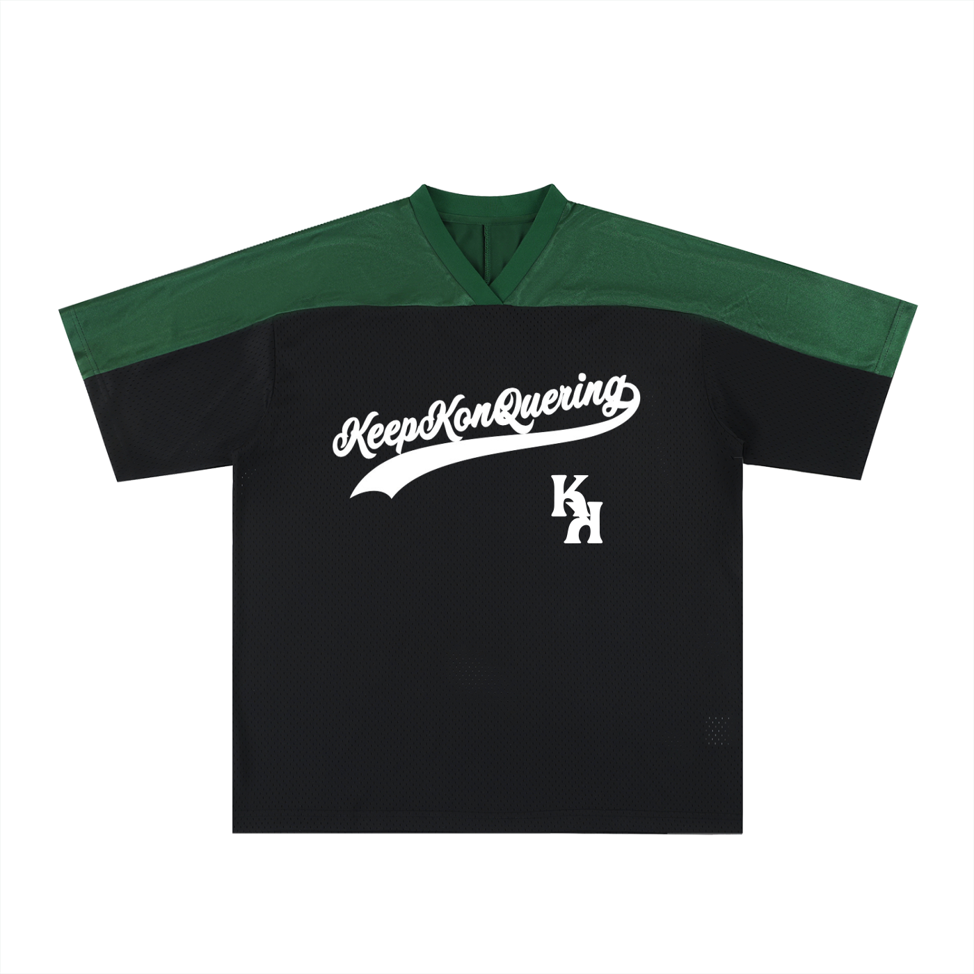 Oversized Mesh KeepKonQuering V-Neck Jersey